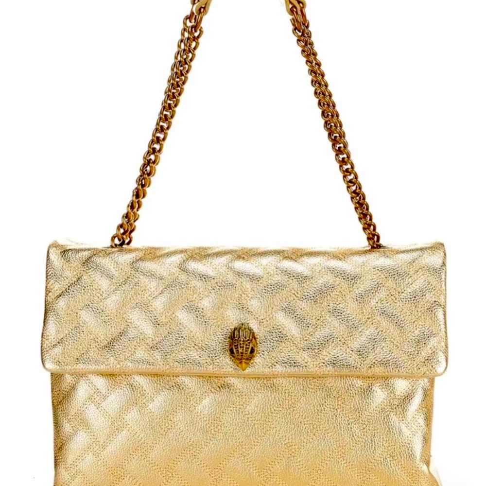 Kensington Drench Quilted XXL Leather Shoulder Bag in gold by Kurt Geiger London